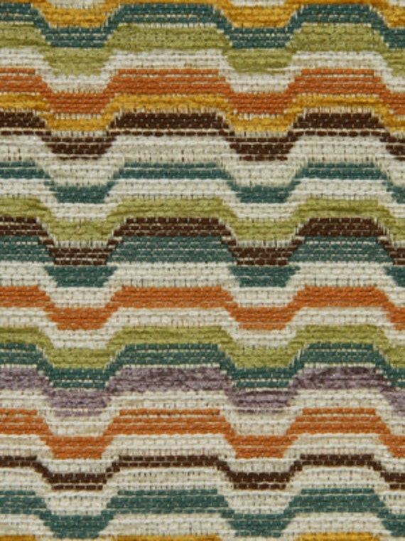 Teal Orange Woven Stripe Upholstery Fabric by PopDecorFabrics