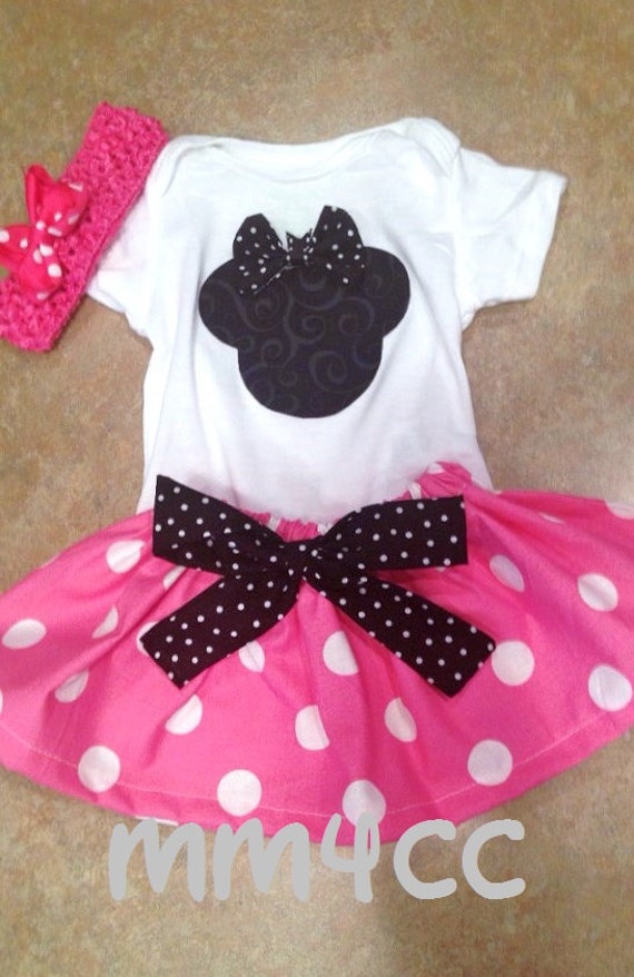 Minnie Mouse Dress first Birthday party princess Pink Skirt onesie ...