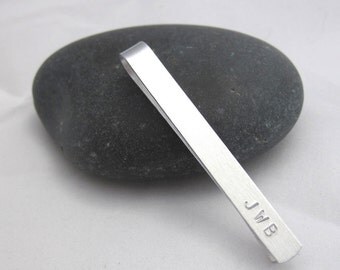 Personalized Tie Clip Front and/or Back Custom Tie Bar Monogram Initials Date Wedding Groom Best Man Graduation Father's Day
