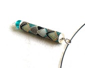 Black Geometric Necklace, Peyote Tube Jewelry, Mixed Metal Pendant, Diamond Pattern Necklace, Modern Harlequin Pendant - Etsy UK Seller