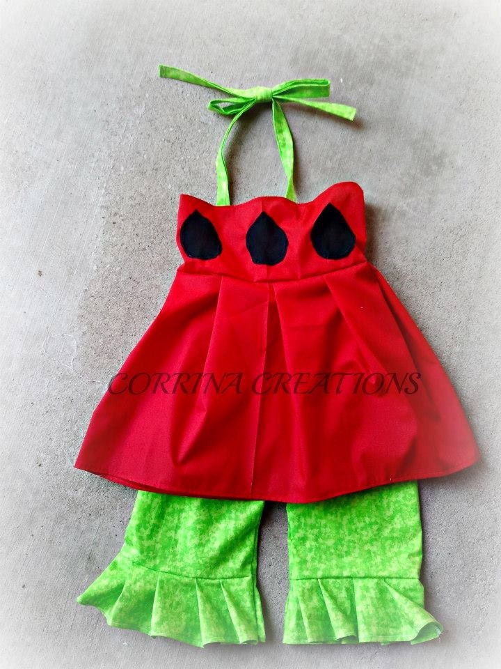 Watermelon Picnic Summer Themed Boutique Style Ruffle Capri