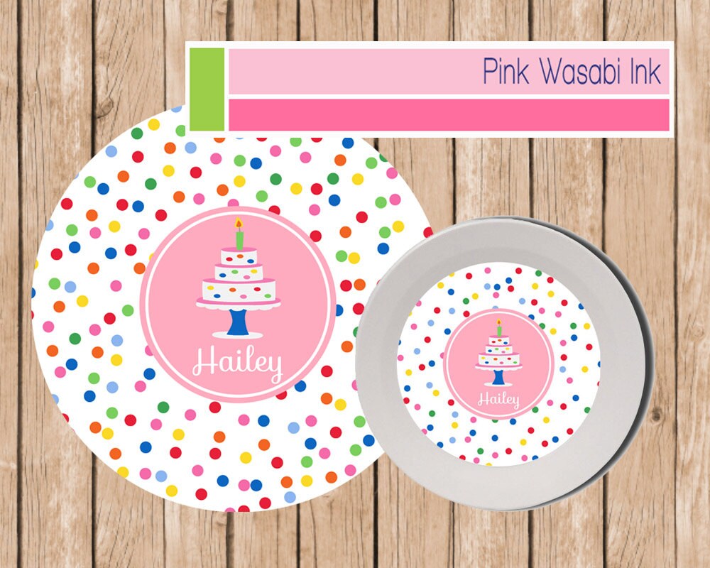 Birthday Plate and Bowl Set Personalized Kids by PinkWasabiInk