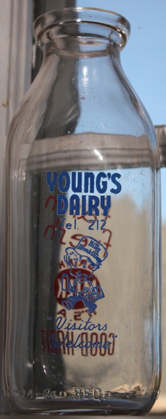 Vintage Young's Dairy Quart Milk Bottle