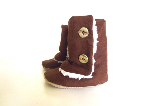 Items similar to Coffee Micro Suede Baby Boots on Etsy