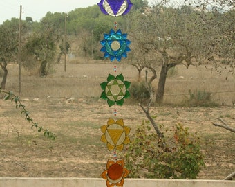 Yoga decoration, Set of 7 Chakras, Suncatcher, Sacred geometry, Hanging mobile