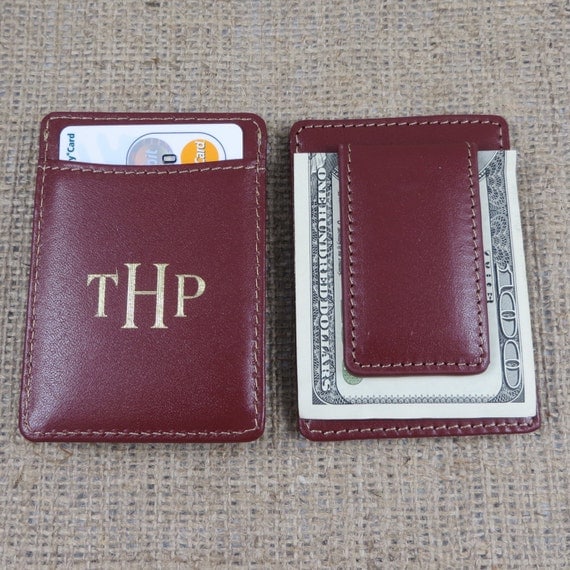 Monogrammed Leather Wallet w/ Money Clip by tiposcreations