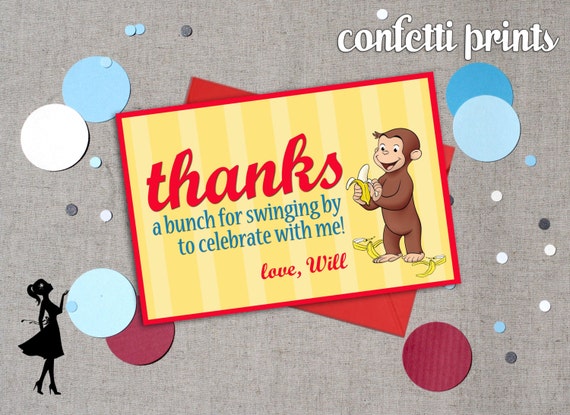 Thank You Card - CURIOUS GEORGE Printable by Confetti Prints | Catch My ...