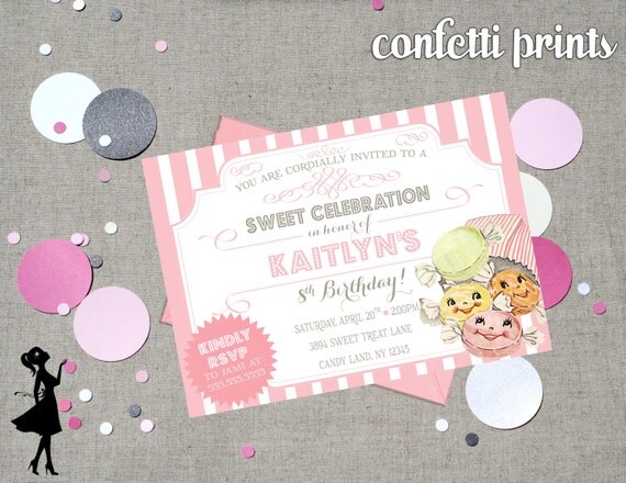 SWEET SHOP Vintage Birthday Invitation Printable Il_570xn
