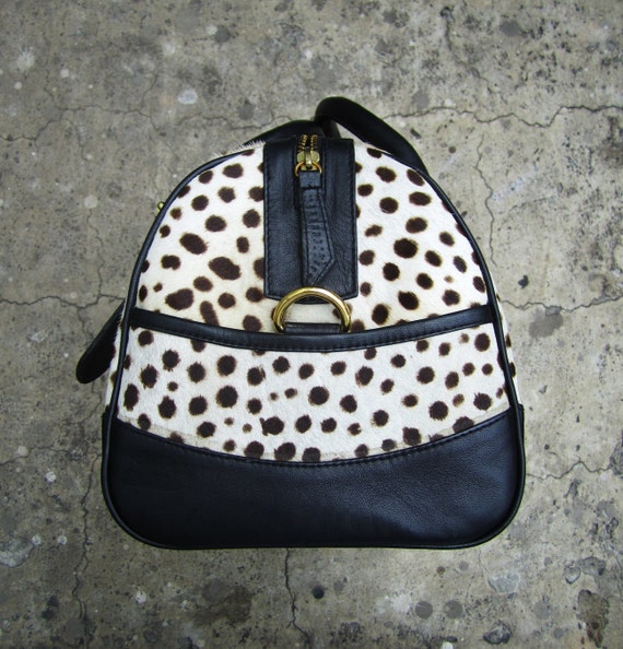 DUFFLE BAG Dalmatian Print Calf Hair Classic Duffle Leather