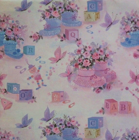 Vintage Hallmark BABY GIRL Gift Wrap by MidCenturyAddiction