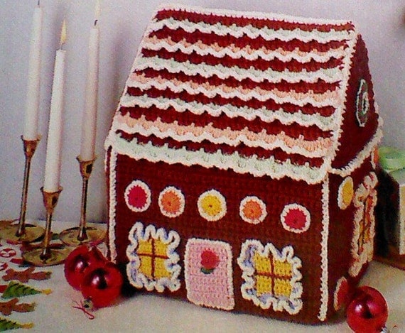 Four 4 Vintage Crocheted Gingerbread House by MAMASPATTERNS
