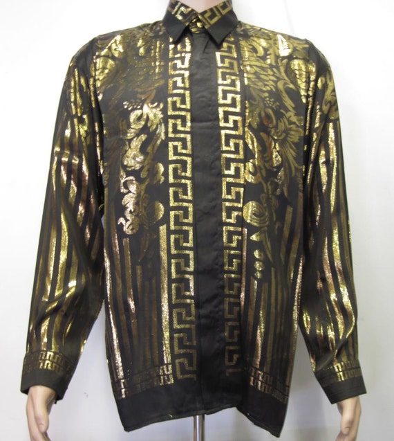 Vintage 90's Baroque style Shirt Silk Greek European