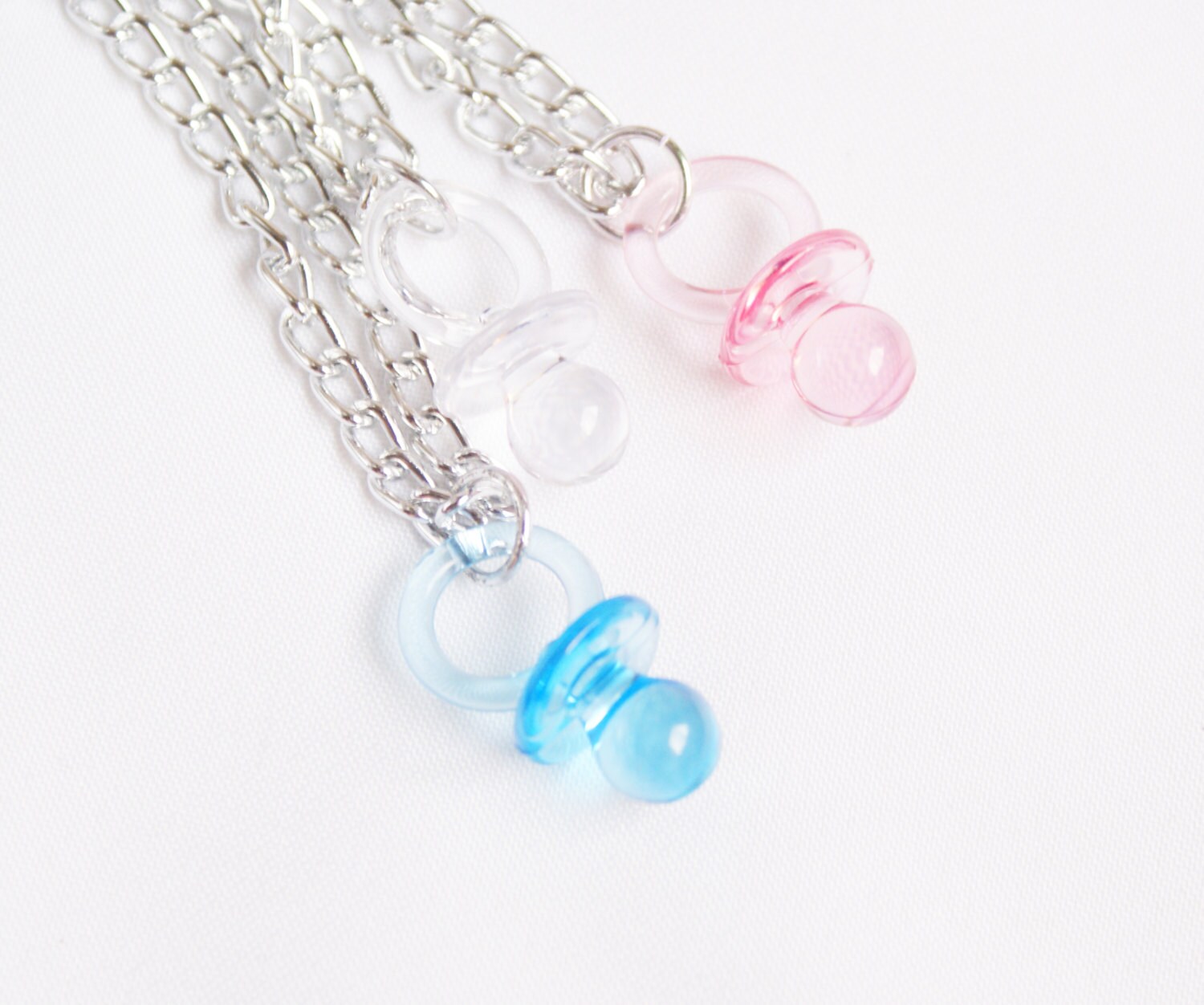 Pacifier Necklace Retro 90s Jewelry Silver Long Chain
