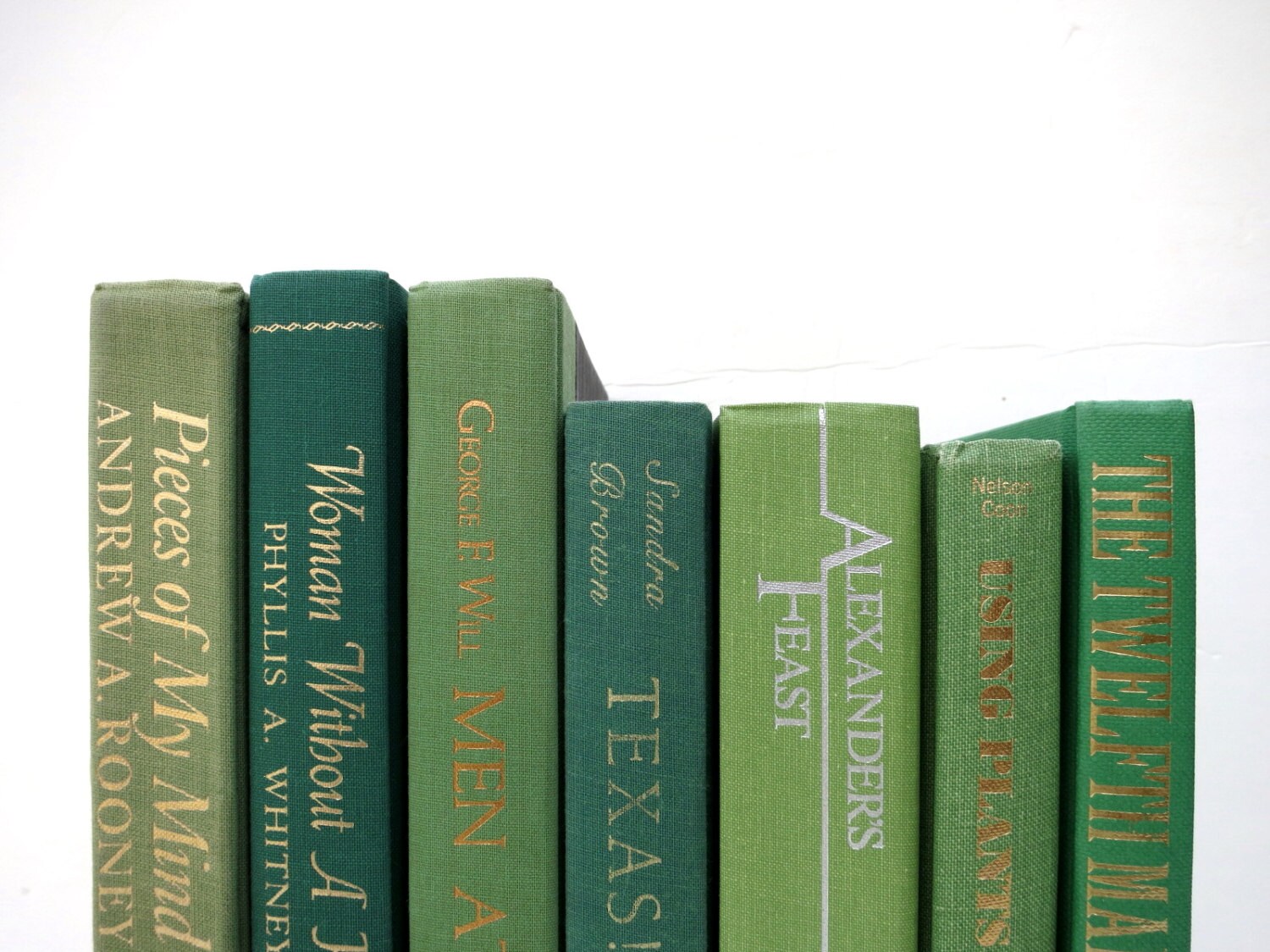 Spring Green Vintage Books / Book Decor / Home Decorating / Instant Library / Library Filler