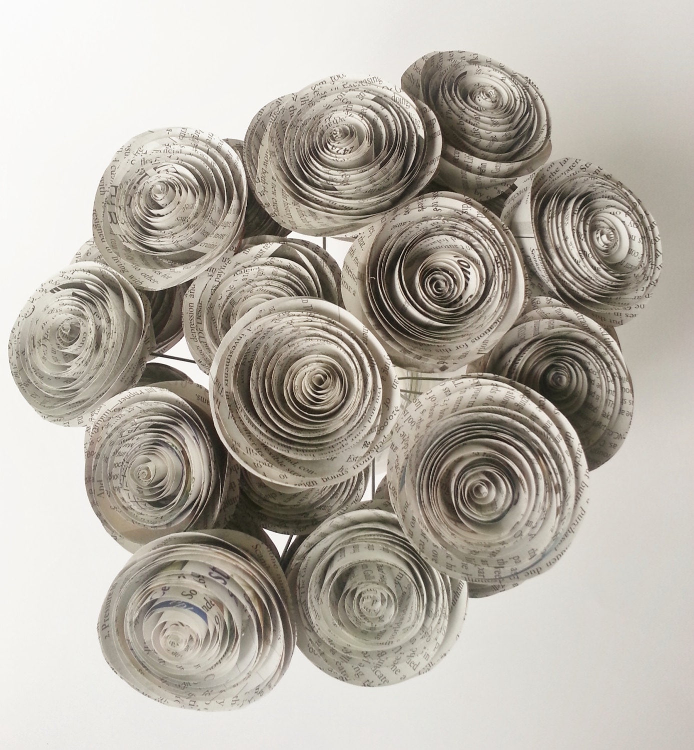 Paper Flower Bouquet Newspaper Flowers Handmade Rolled
