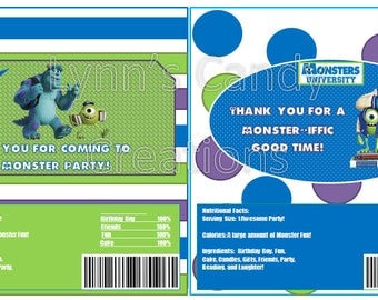 Monsters University Candy Bar Wrappers PDF/DIY Instant ... Monsters University Candy Bar Wrappers PDF/DIY Instant ...
