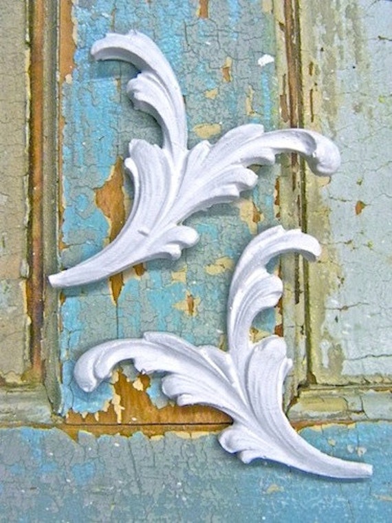 Shabby Chic Floral Architectural Appliques set of 2