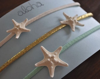 Beach Headband - Boho Headband - Starfish Headband - Starfish Hair Acccessory - Beach Hair Accessories -Mermaid Hair - Mint Green Headband