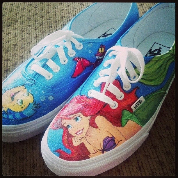 Disney Little Mermaid custom painted Vans/Chucks/Toms shoes