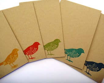 Greeting cards set small gift idea for her ready to ship blank notecards and envelopes pretty birds tweet stocking filler gift for coworker
