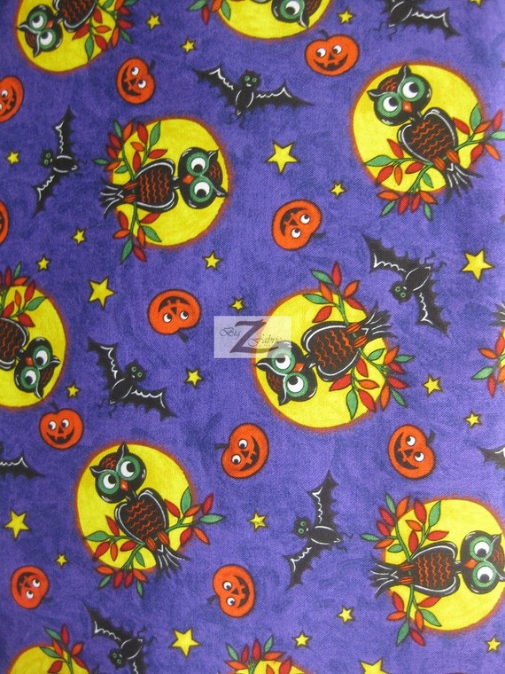 Halloween Print 100 Cotton Fabric Halloween Night Sold By
