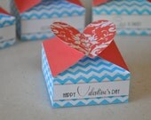 Valentine's Day heart top mini favor box - turquoise chevron and coral damask pdf printable gift box Il_170x135