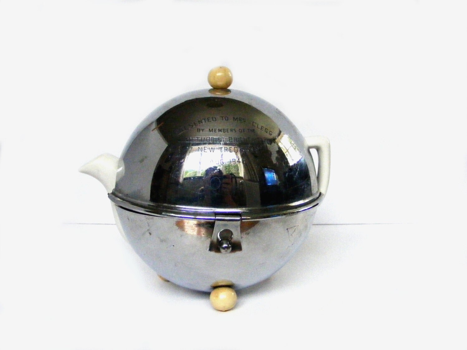 Teapot & Metal Teapot Warmer Case Vintage 1940's Forties