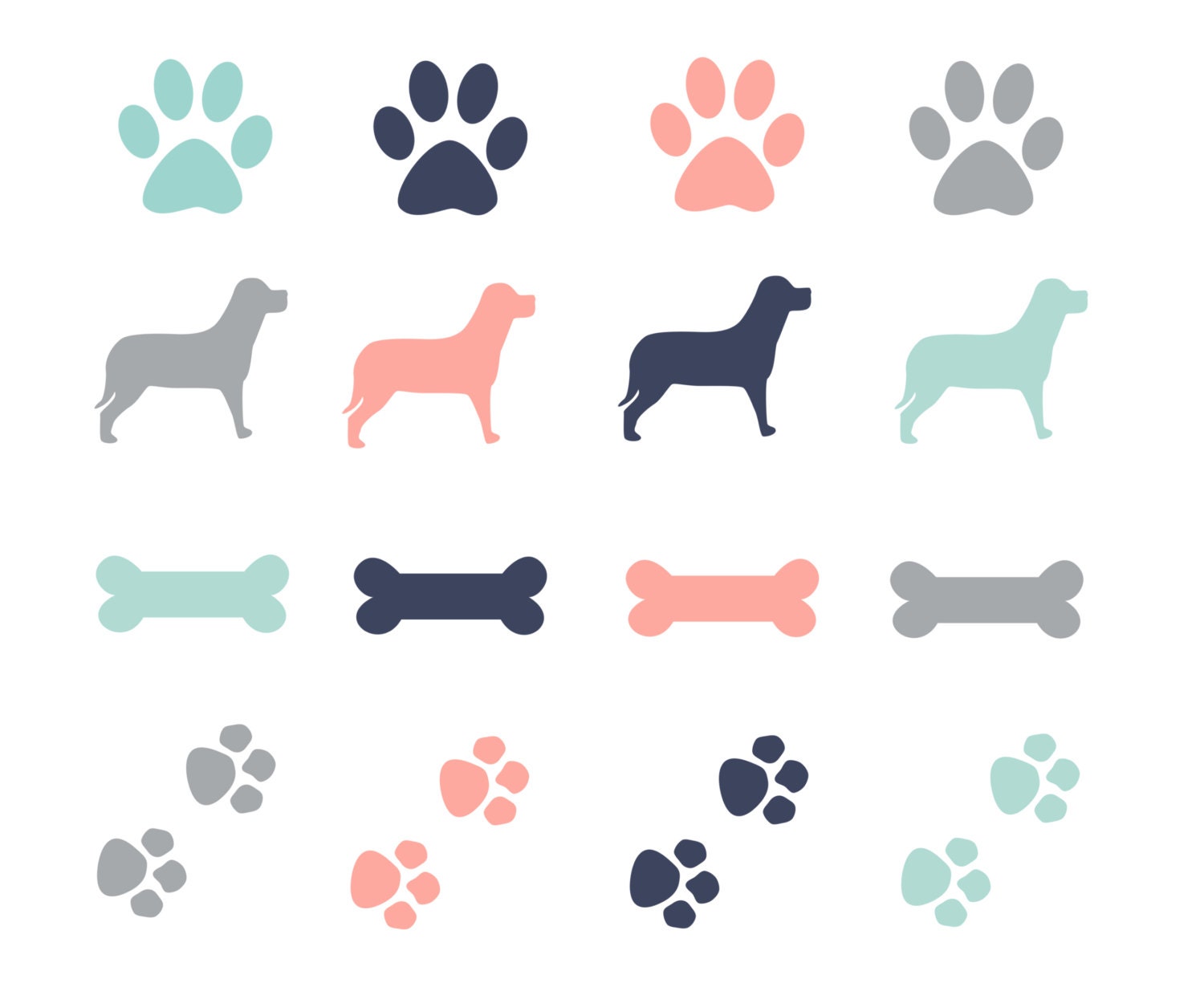 60% OFF SALE Paw Prints Dogs Clipart Dog Bone Clip Art