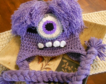 Crochet Evil Minion Hat-Newborn to Adult-Purple