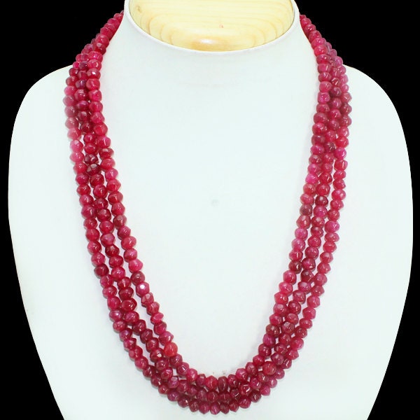 Red Ruby Necklace 390.00 Cts Natural Top Selling By Shubhamjewels