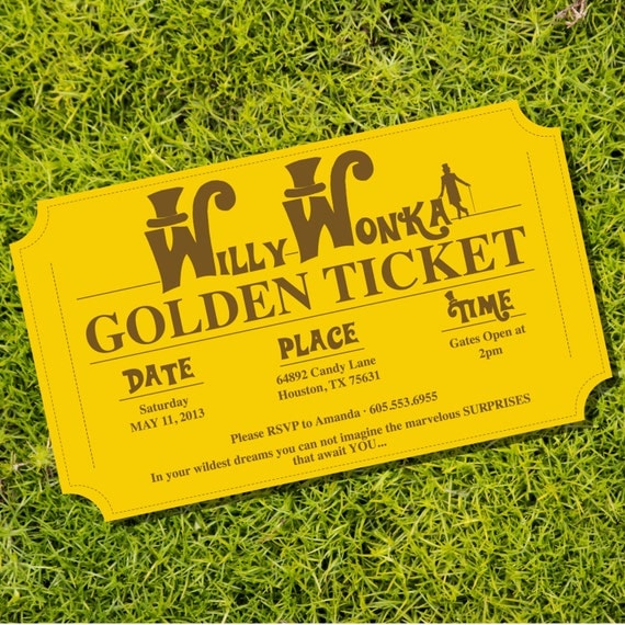 Golden Ticket Birthday Party Invitations 2