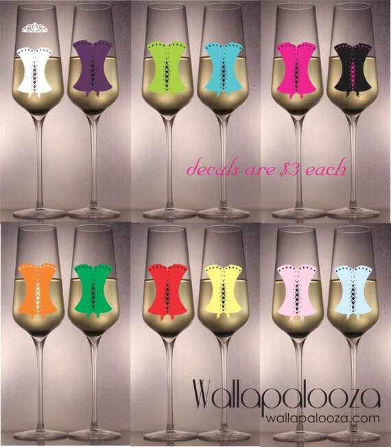 Bridesmaid Wedding gift Bachelorette Wine glass decals