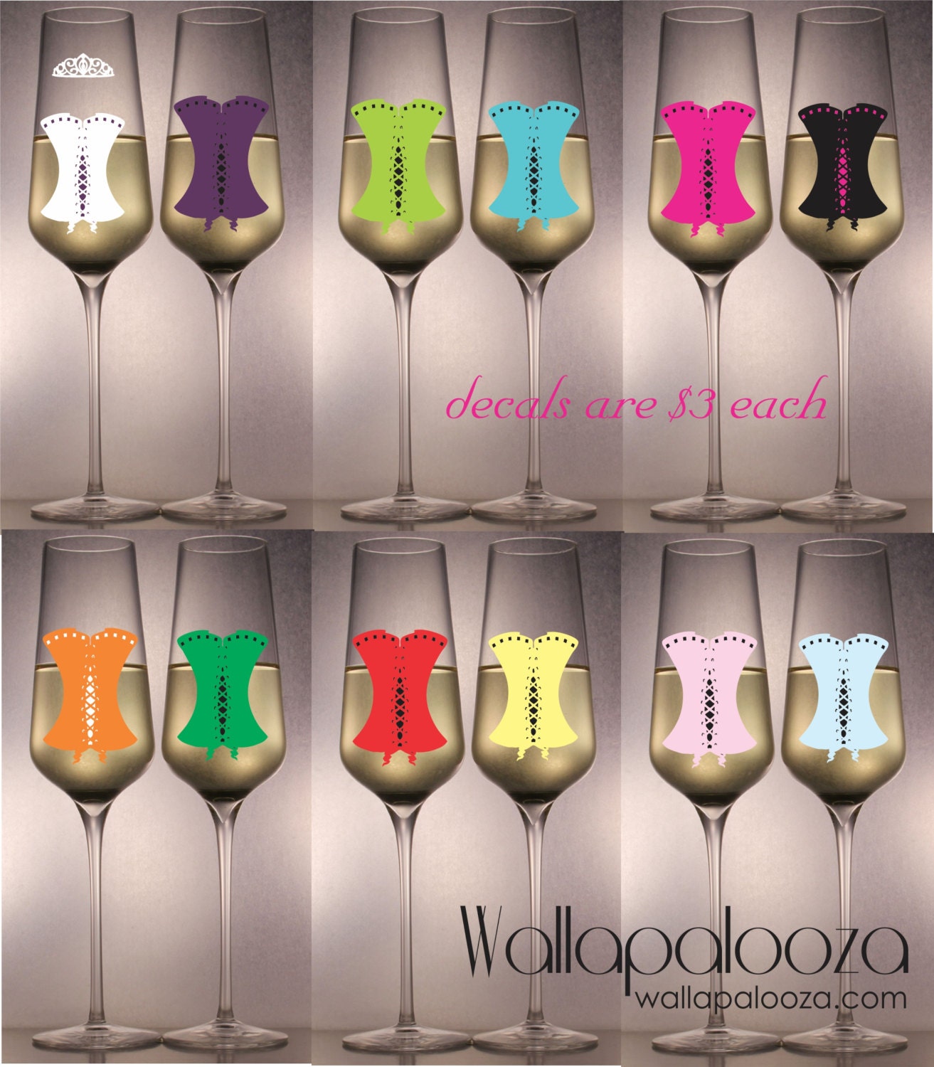 Bridesmaid Wedding gift Bachelorette Wine glass decals