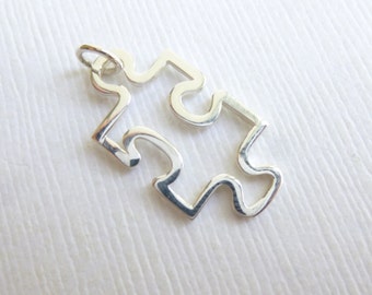 Sterling Silver Autism Awareness Puzzle Piece Charm -- 1 piece pendant