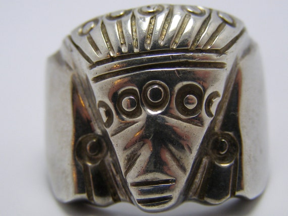 SALE Vintage Mexican Mexico Biker Ring Sterling by HiddenHistory