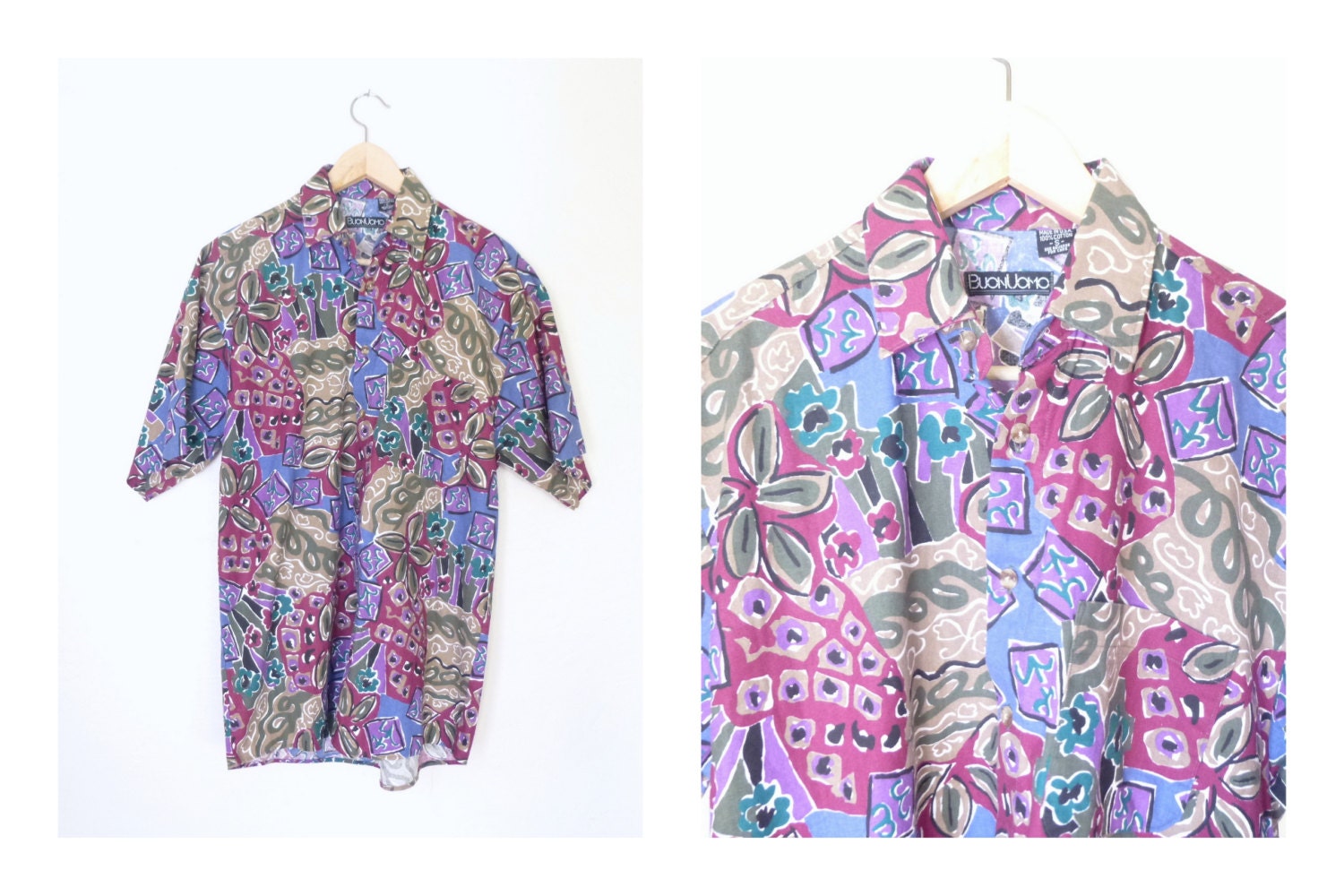 90's Ironic Pattern Button Up Shirt 90's Hipster by LSBMARKET