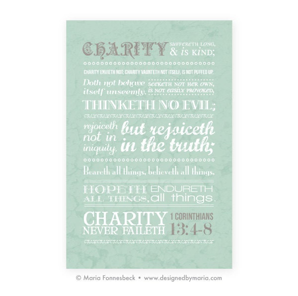 Printable Subway Art: Charity Scripture 4x6 Instant Download