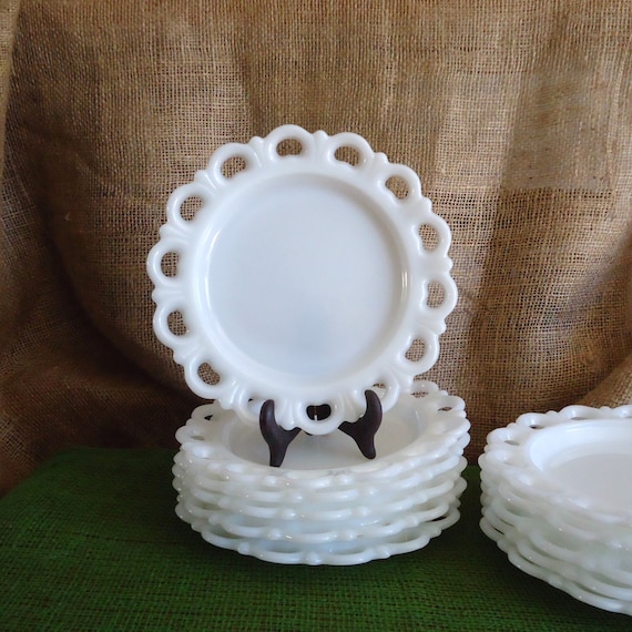 Milk glass plates vintage glassware milkglass white