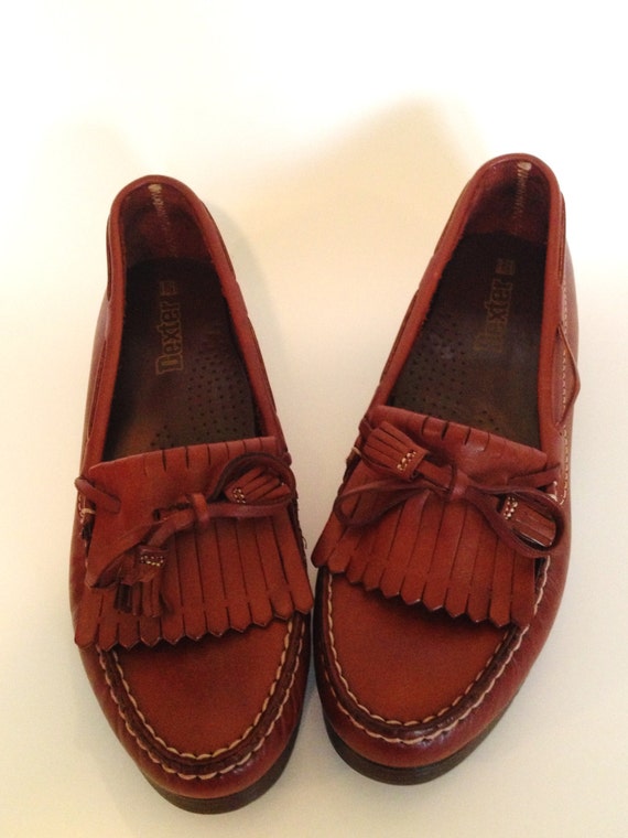 SALE Vintage 80s Comfy Tassel Dexter Loafers Caramel Brown Soft Leather ...