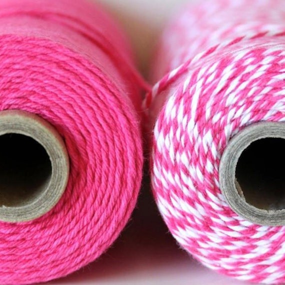 Bakers Twine - Pink Sorbet Twist and Solid - 4 Ply Twine - 240 Yard Spool - The Twinery - Craft Supplies Il_570xn