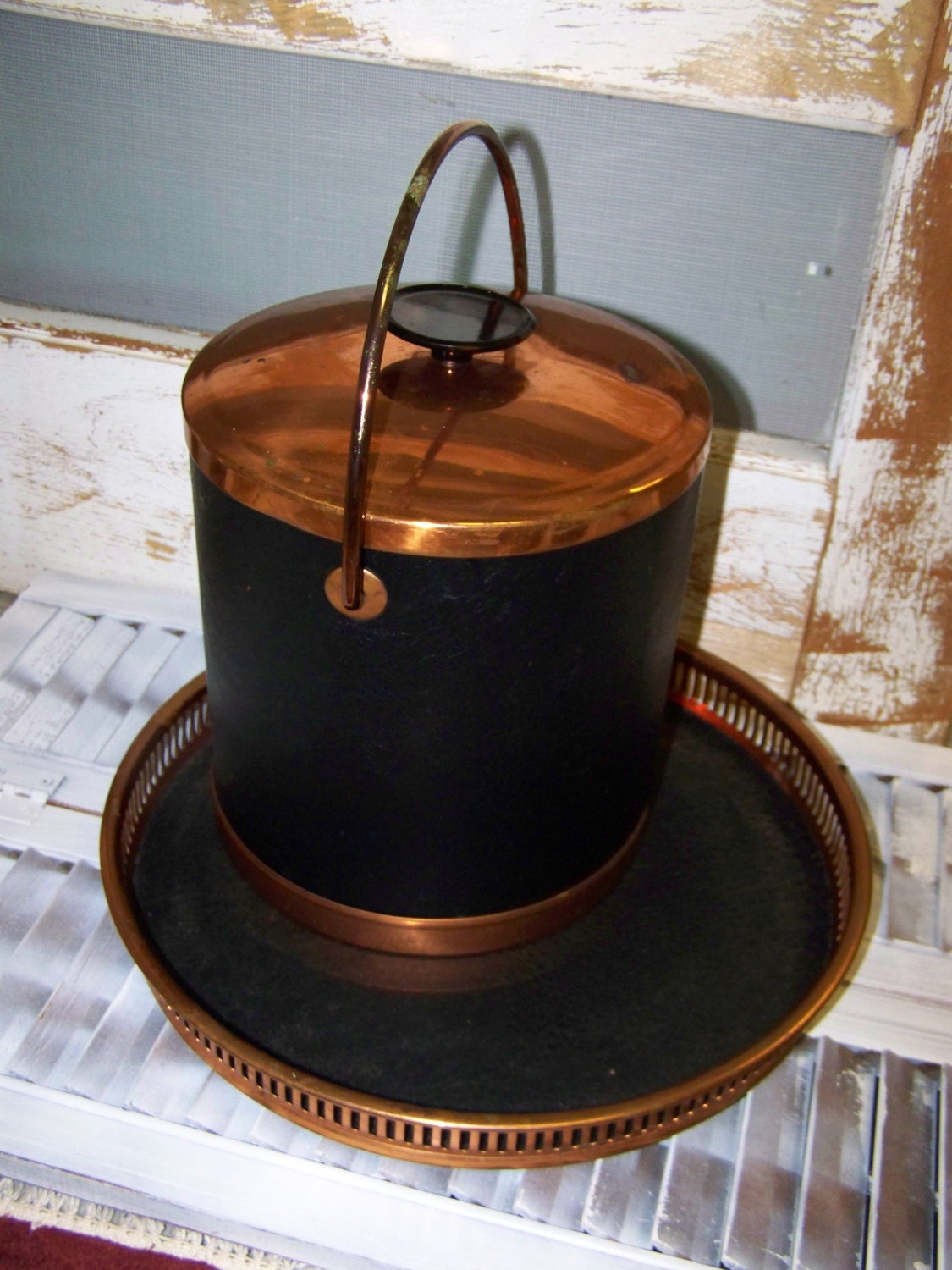 Mid Century Ice Bucket Serving Tray Set by