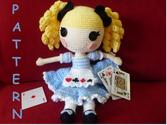 crochet lalaloopsy pattern doll Alice LalaLoopsy type in Land AdoraBellePlushies by doll PATTERN