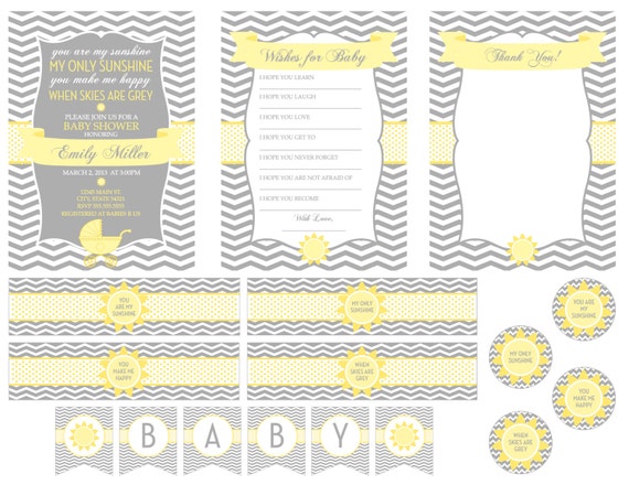 You Are My Sunshine Baby Bundle Party Pack - DIY - Printable Il_570xn