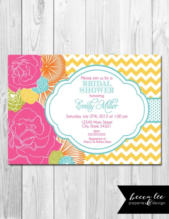 Bridal Shower, Birthday Party, Bachelorette Party, Engagement Party Invitation - Big Bright Multi Color Blooms - DIY - Printable Il_570xn