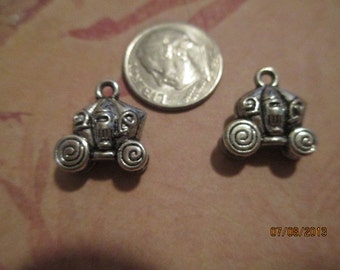 Princess or Cinderella Carriages for Jewelry Making, Silver tone