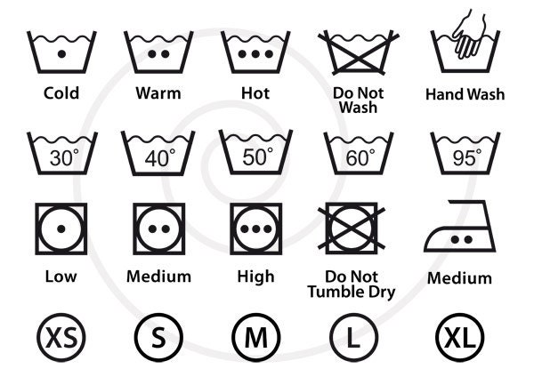 Textile care symbols 54 laundry icons washing guide digital