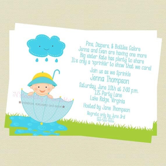 Printable Baby Boy in Umbrella Sprinkle/Shower Invitation Il_570xn