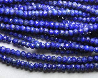 3x14 Inch Long Strand-Super-AAA Quality, LAPIS LAZULI Micro Faceted Rondells, 3mm Size