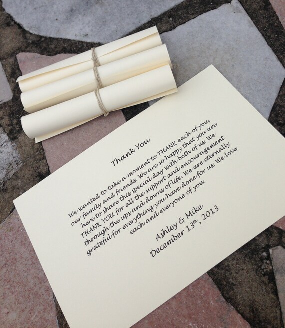 items similar to cream thank you scrolls wedding favor thank you scrolls
