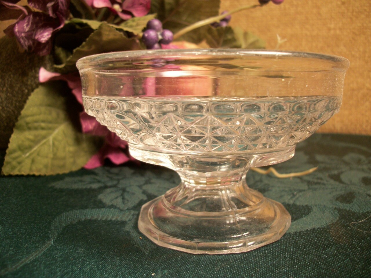 Pressed Glass Bowl Parfait Sherbet Ice Cream Pedestal Dish